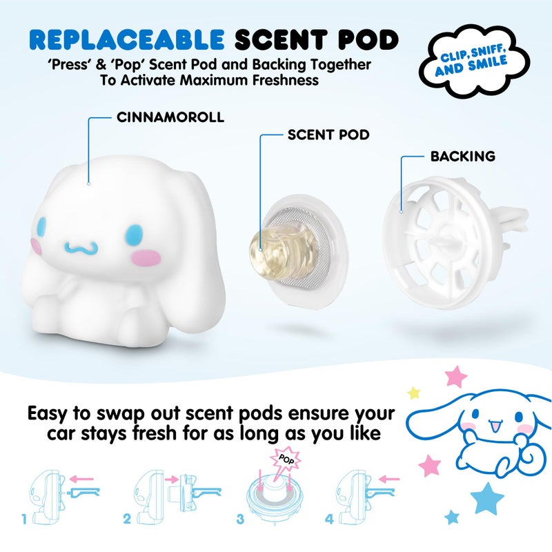 Carbella Hello Kitty Car Air Freshener - Cute and Long-Lasting Cinnamoroll Air Freshener for Car  Easy Clip-On Hello Kitty Car Accessories  Odor Eliminator  Fun Scents  30 Days Freshness  White/Blue - Image 3